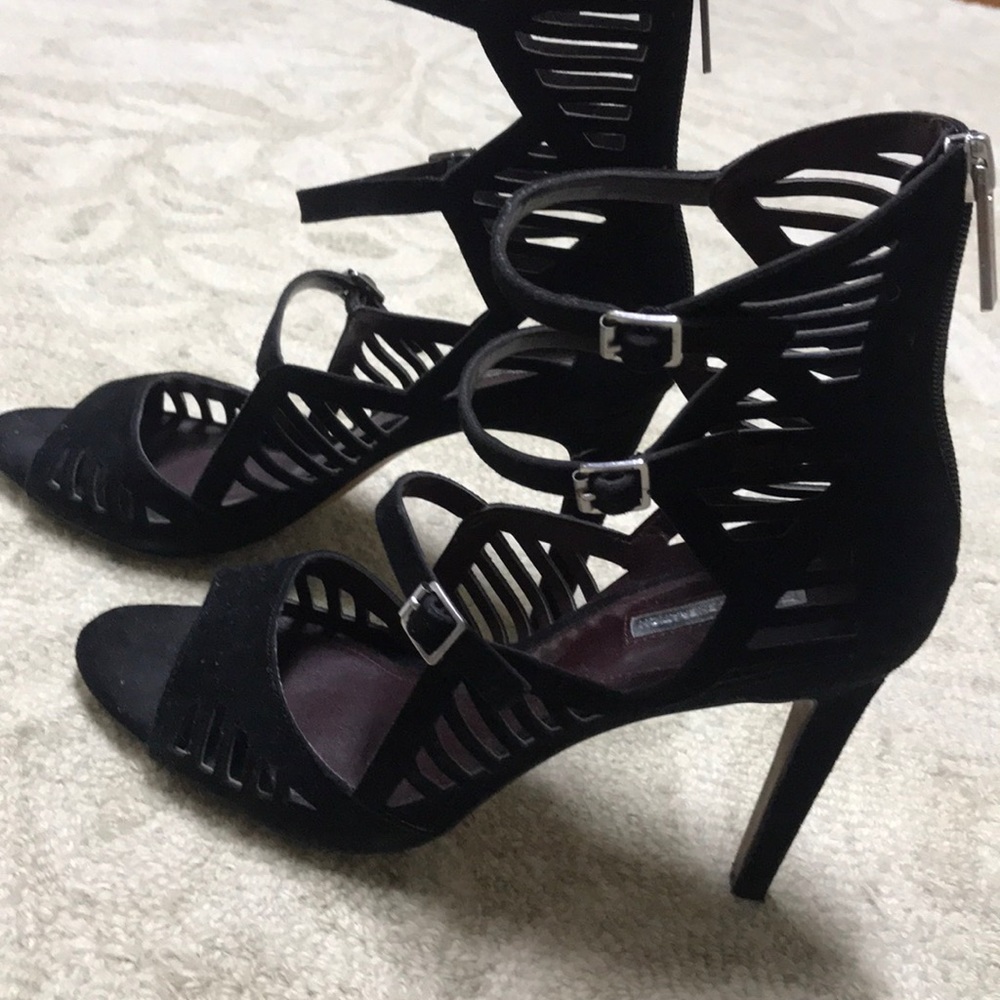BCBGeneration Black Strappy Heels